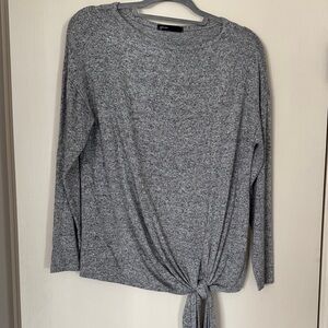 Gibson Heather Gray Tie-Front Long Sleeve Top